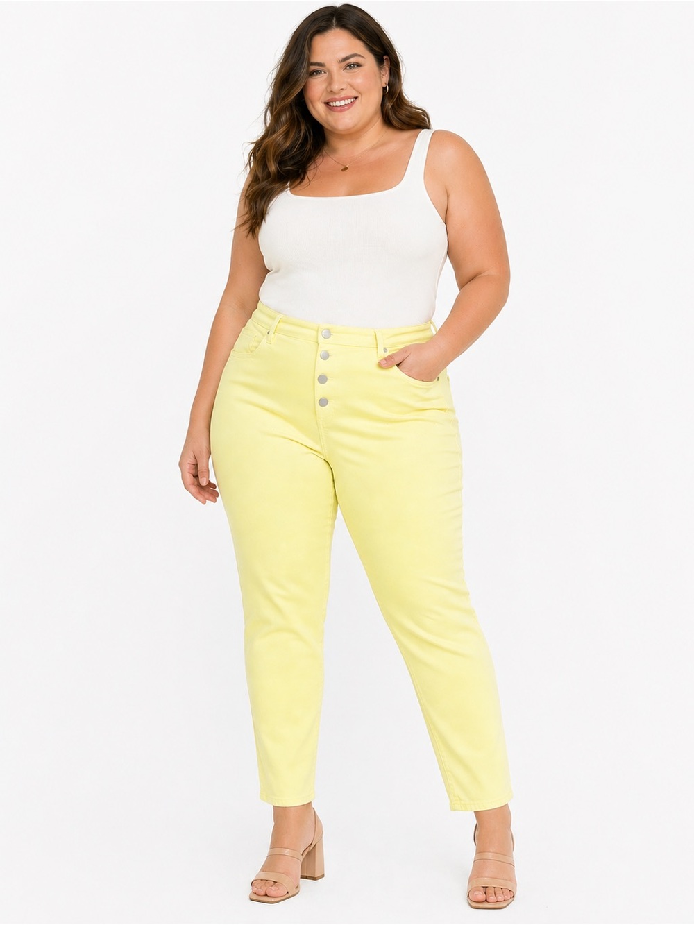 Universal Thread Yellow High Rise Button Fly Skinny Jeans 18W